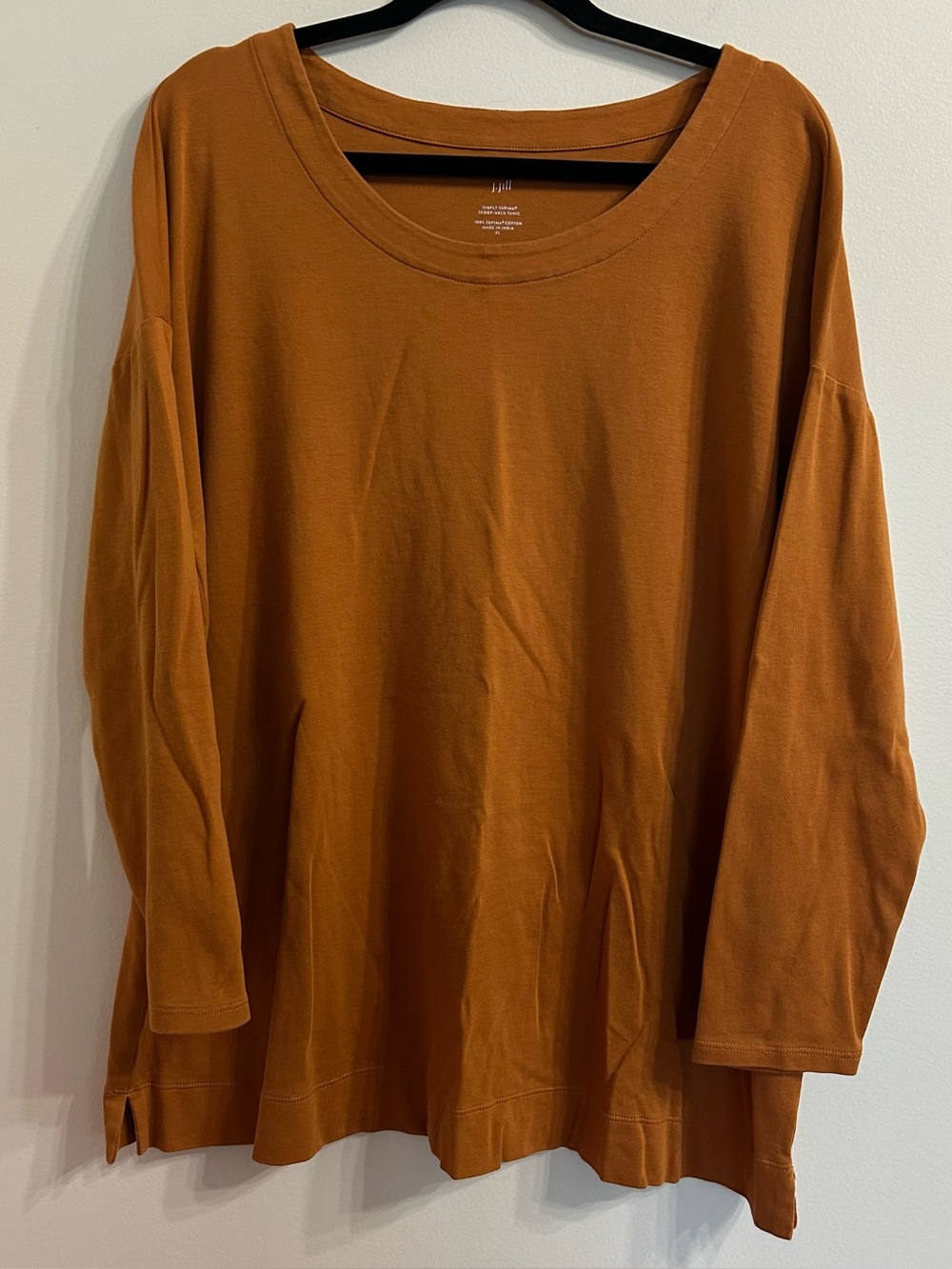 J. Jill Simply Supima Scoop Neck Tunic Women’s XL Split Hem Long Sleeve Soft